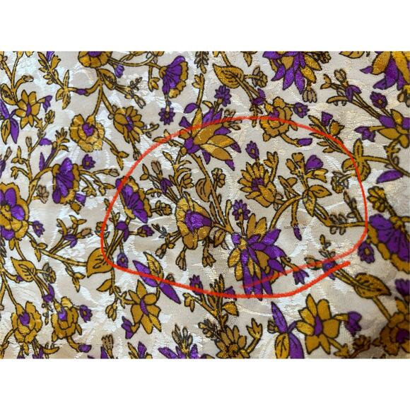 RAGA Bohemian Slit Sleeve Cold Shoulder Gold & Purple Floral Mini Dress Size XS - Picture 4 of 16